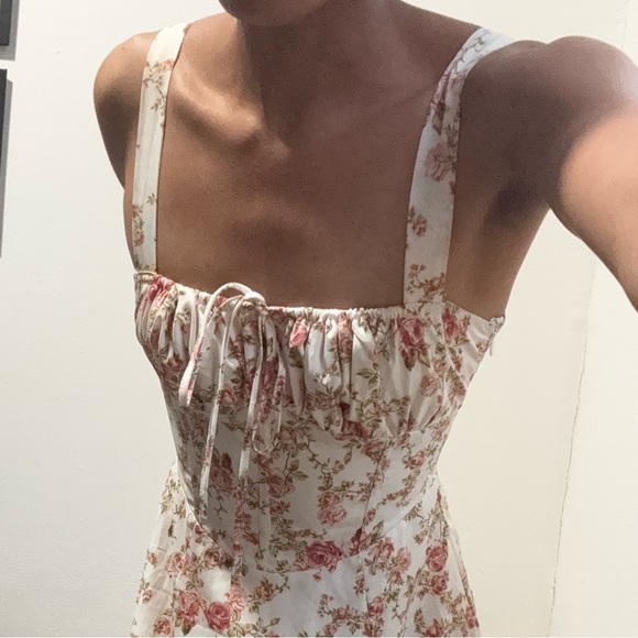 Commense Brown Ruched Slit Sundress - Picture 2 of 6